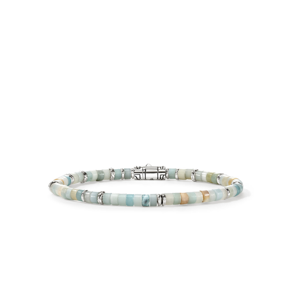 Heishi Silver Bracelet with 4mm Multi Color Quartzite Beads Size M by John Hardy