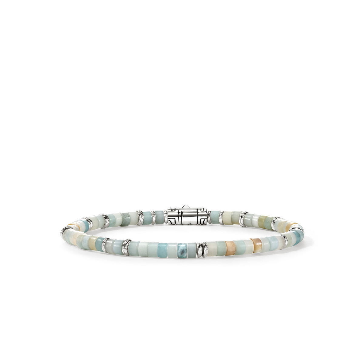 Heishi Silver Bracelet with 4mm Multi Color Quartzite Beads Size M by John Hardy