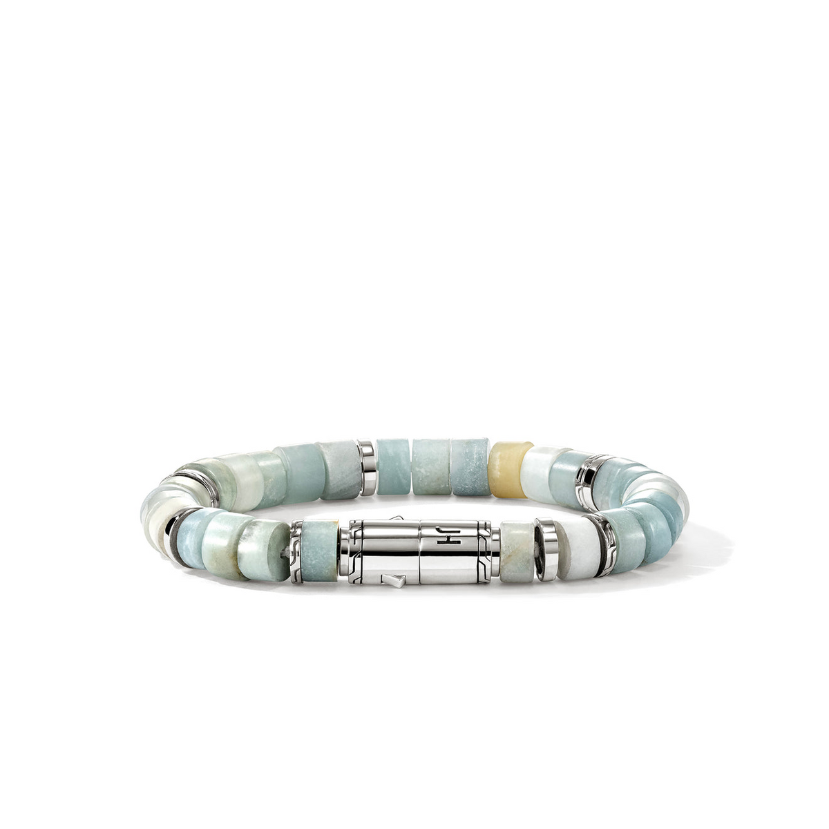 Heishi Silver Bracelet with 8-9mm Multi Color Quartzite Beads Sz M by John Hardy