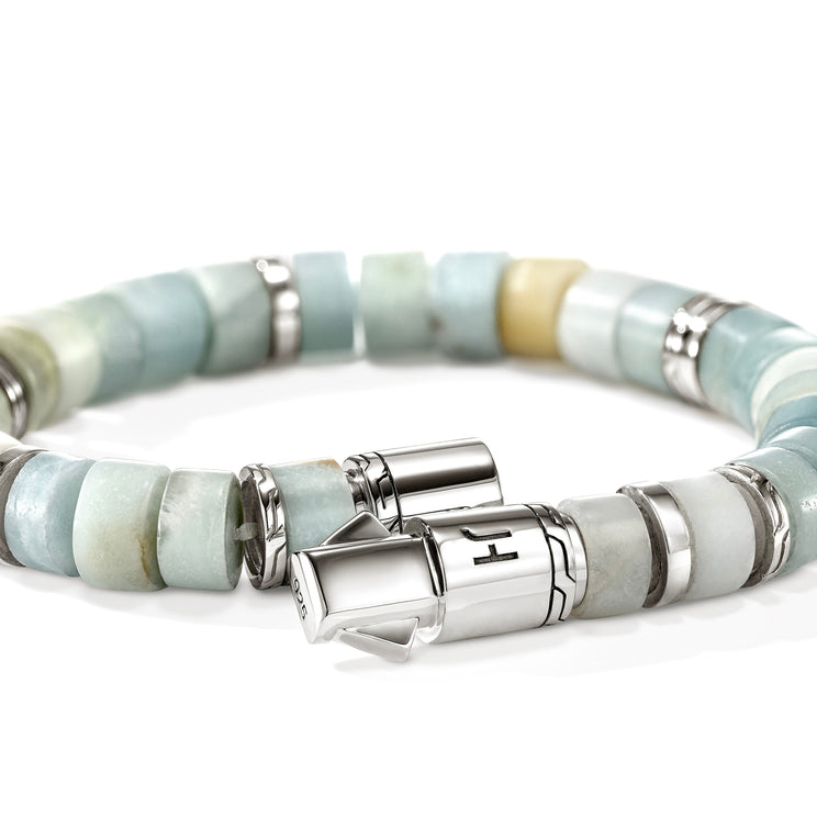 Heishi Silver Bracelet with 8-9mm Multi Color Quartzite Beads Sz M by John Hardy