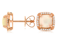 14K Rose Gold 1.80cttw Opal & 0.16cttw Diamond Earrings