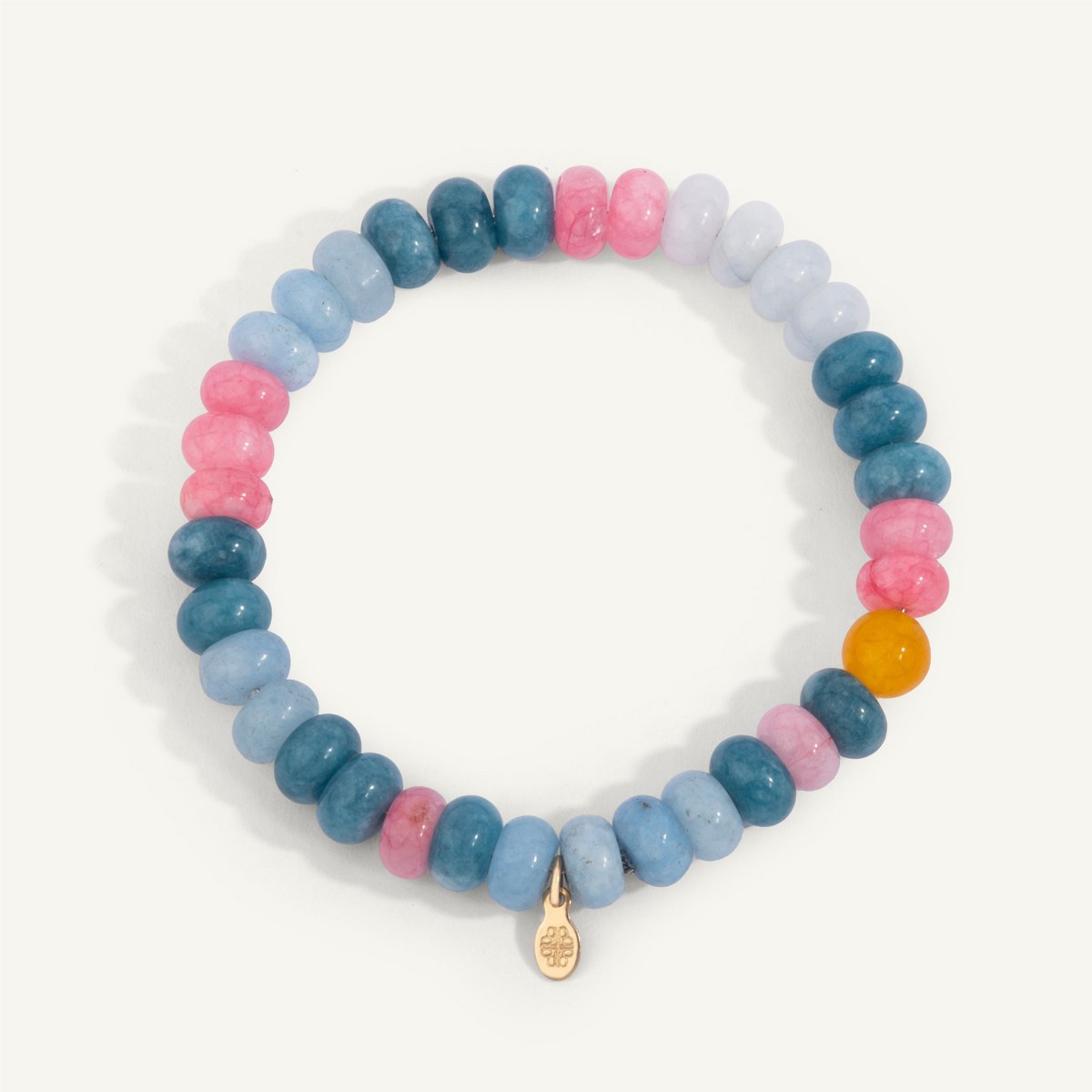 Blue, Pink & Yellow Golden Hour Bracelet 8mm 7" by Dee Berkley