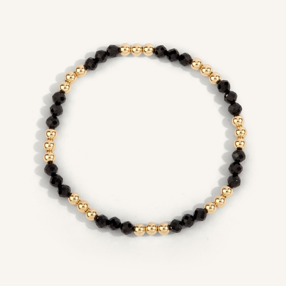 Black Spinel & 14K Gold Filled Shine Bright Remix Bead Bracelet 4mm 7" by Dee Berkley