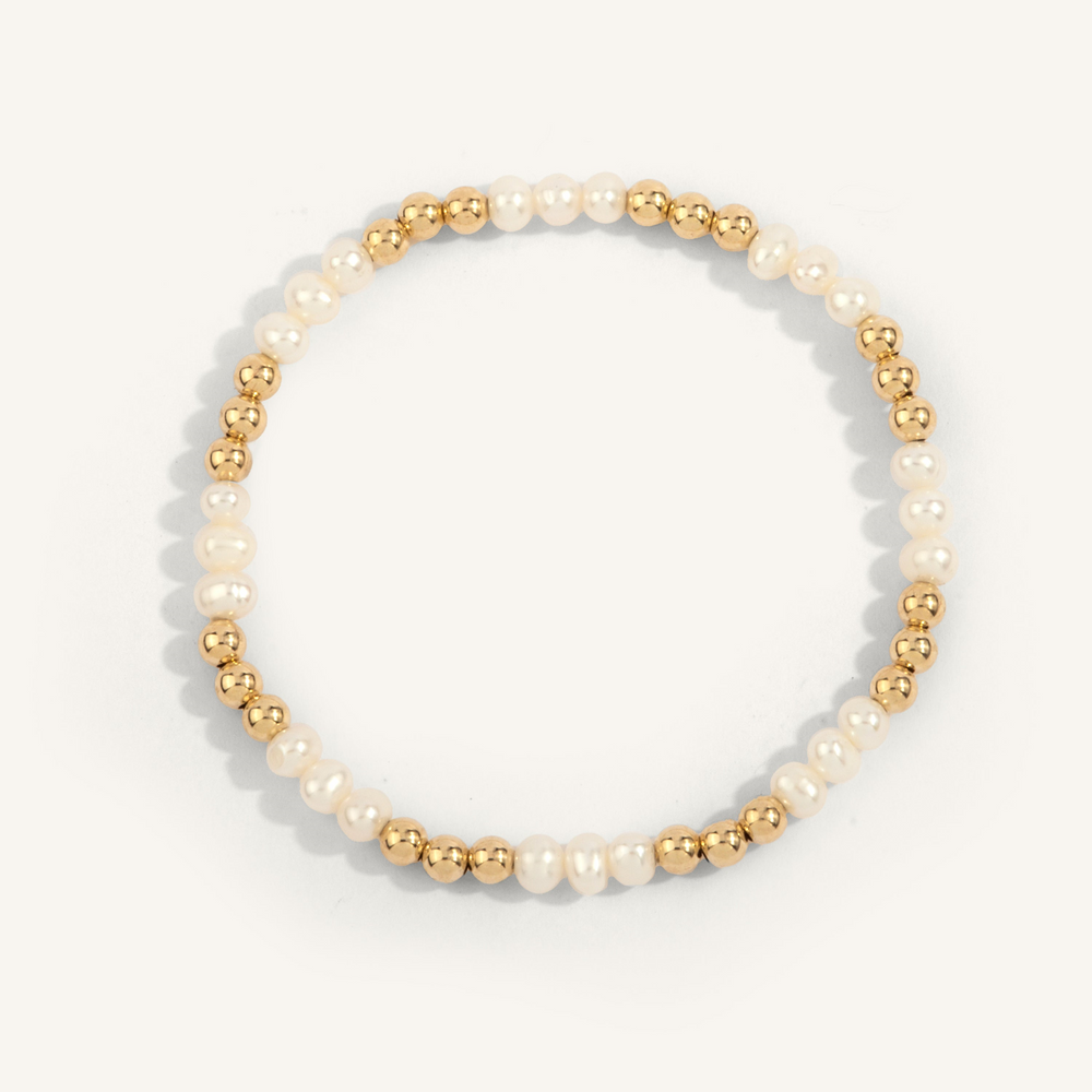 Pearl & 14K Gold Filled Shine Bright Remix Bead Bracelet 4mm 7" by Dee Berkley