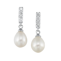 Silver and CZ Pearl Earrings