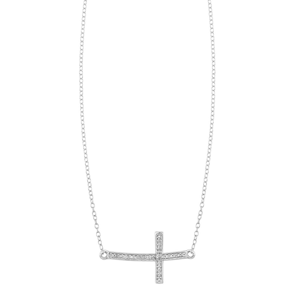 Sterling Silver 0.10cttw I1 H-I Diamond Cross Pendant