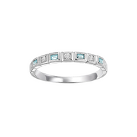 10K White Gold Blue Topaz & Diamond Ring