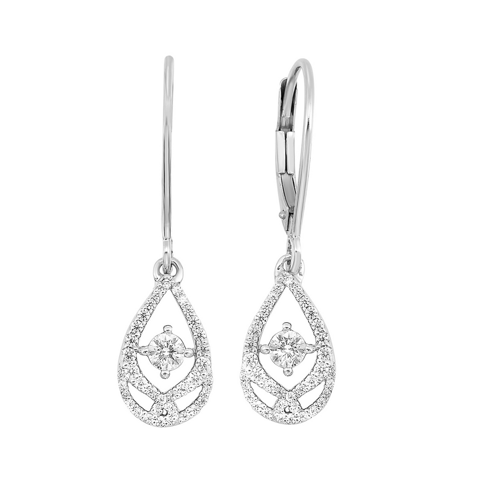 Sterling Silver 0.25cttw Diamond Dangle Earrings