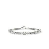 JH Lovestruck Heishi Silver Five Station Bracelet with 2.50cttw LAB GROWN Diamonds Sz M by John Hardy