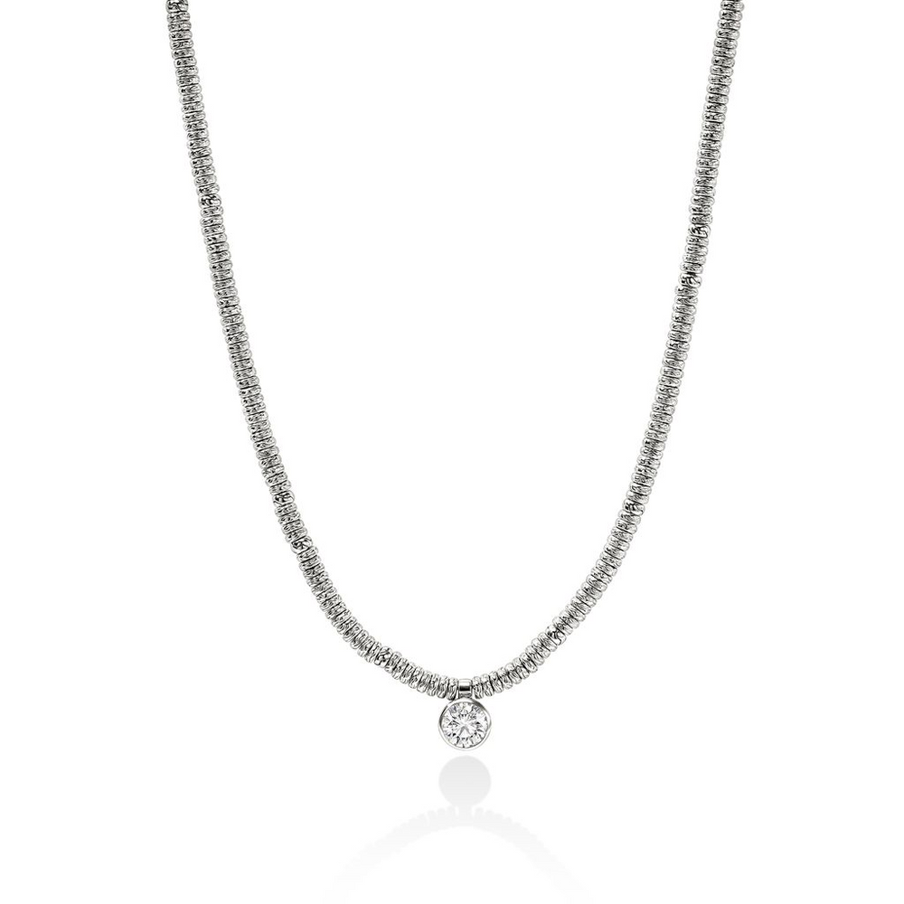 JH Lovestruck Heishi Silver Necklace with 0.75cttw LAB GROWN Diamond 16-18" by John Hardy