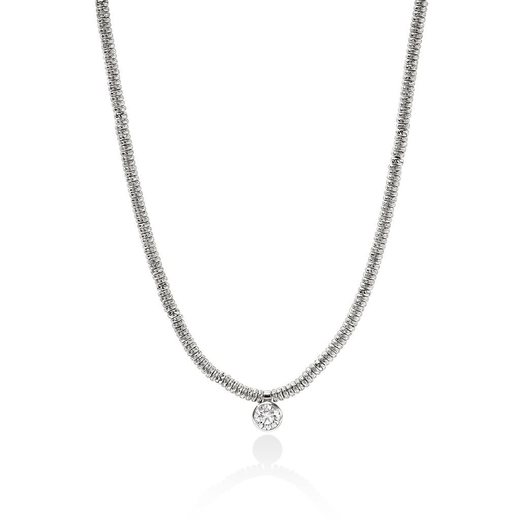 JH Lovestruck Heishi Silver Necklace with 0.75cttw LAB GROWN Diamond 16-18" by John Hardy