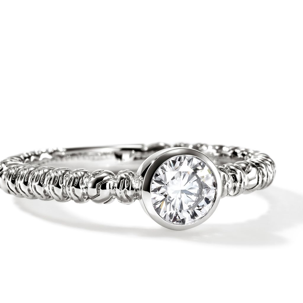 JH Lovestruck Heishi Silver Ring with 0.50ct LAB GROWN Diamond Sz 7 by John Hardy