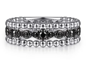 SS 0.50cttw Black Spinel Bujukan Easy Stackable Ladies Ring by Gabriel