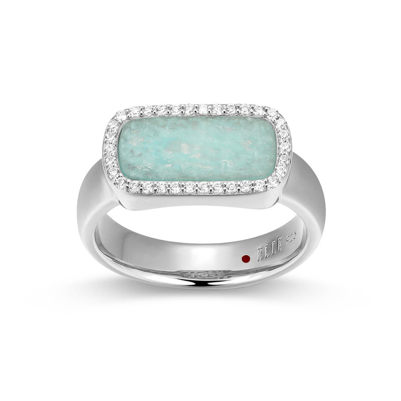 "Allure 2.0" Amazonite and White Cubic ZerconiaRing