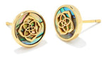 Dira Stamped Gold Plated Stud Earring Abalone Shell by Kendra Scott