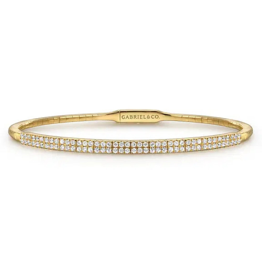 14K Yellow Gold Two Row Diamond Bangle