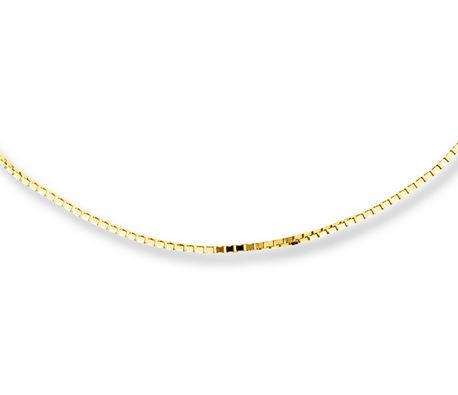 14K Yellow Gold, 1.0mm Box Chain with Lobster Clasp 16"