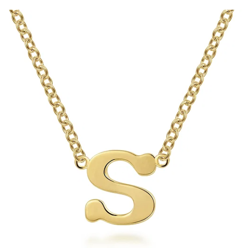 14K Yellow Gold S Initial Necklace 17.5" by Gabriel