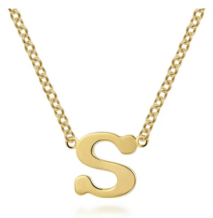 14K Yellow Gold S Initial Necklace 17.5" by Gabriel