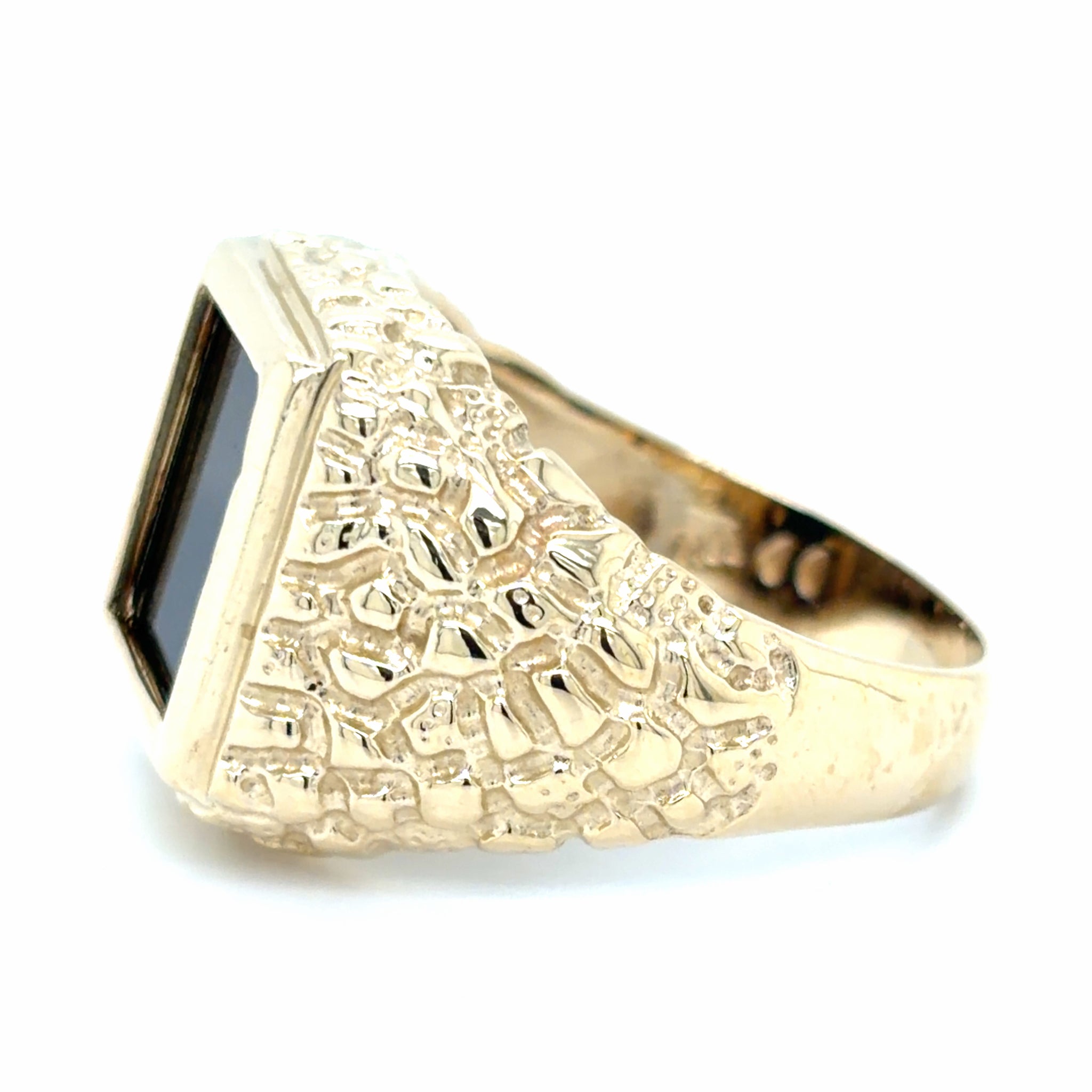 Estate Rectangular Black Onyx Signet Ring