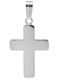 Sterling Silver 15mm x 20mm Polished Cross Pendant Necklace 18"