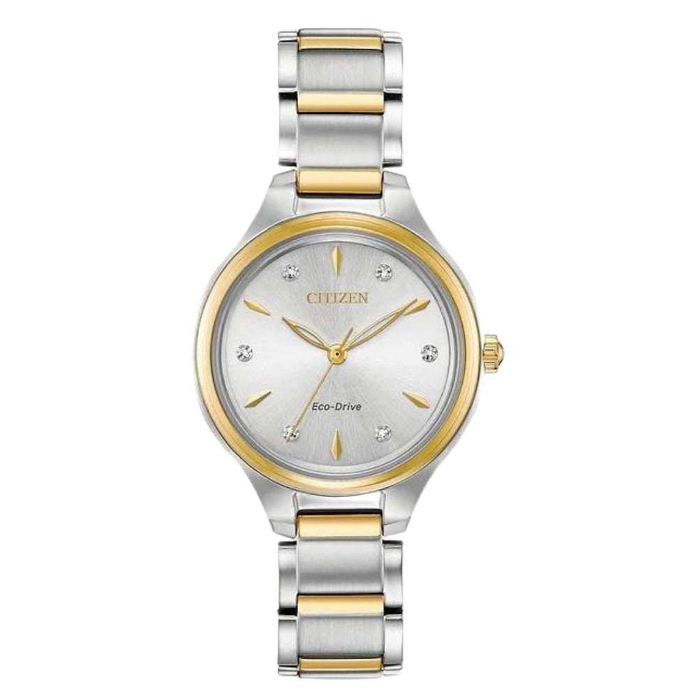 Corso Two-Tone Stainless Steel Watch with Silver-White Dial with Diamond Accents by Citizen
