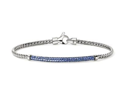 JH Essentials Silver 2.5mm Bracelet with Blue Sapphire Sz M by John Hardy