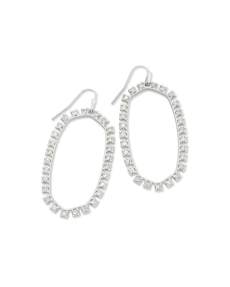 Elle Silver Plated Open Frame Earrings, White CZ by Kendra Scott