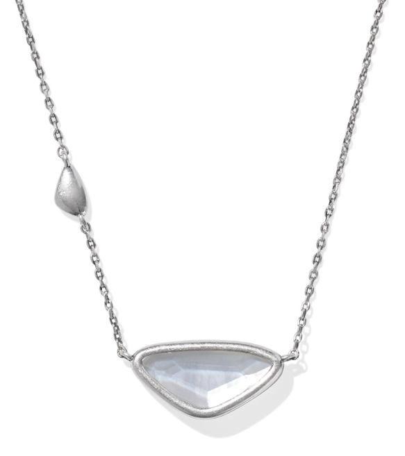 Margot Vintage Silver Ivory Mother of Pearl Short Pendant Necklace