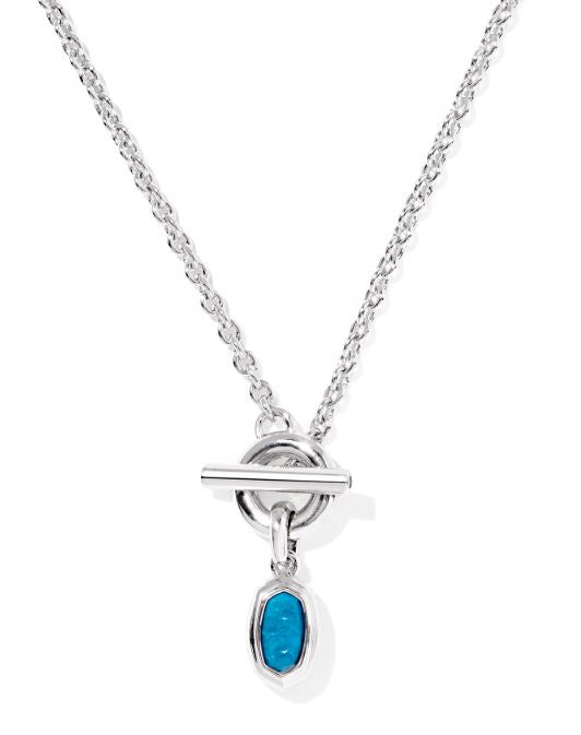 Mini Elisa Silver Variegated Indigo Magnesite Toggle Short Pendant Necklace by Kendra Scott