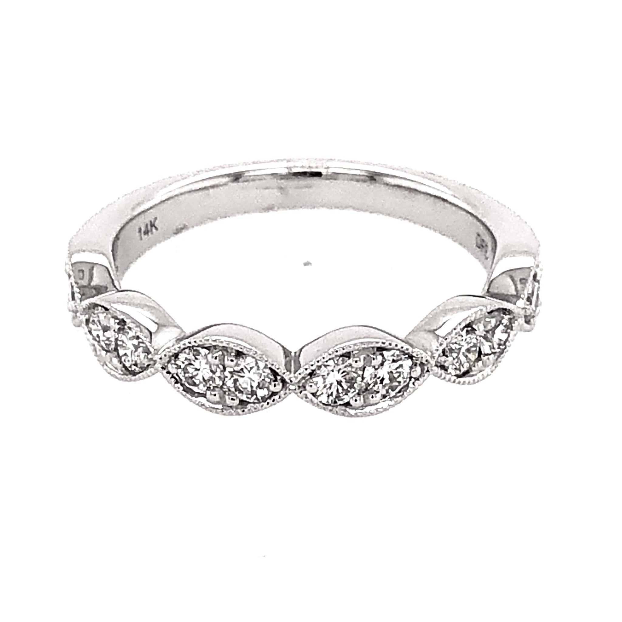 14K White Gold 0.55cttw Diamond Wedding Band by DFU