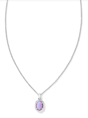 Daphne Silver Lilac Kyocera Opal Framed Short Pendant Necklace by Kendra Scott
