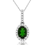 14K White Gold Russalite & Diamond Pendant