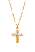 Essentials 18K Gold 0.08cttw Diamond Pave Cross Pendant Necklace by John Hardy