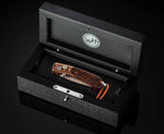 Pocketknife With Cocobolo Wood, "Wave" Moke And Copper Wave Damascus 017/250 By William Henry