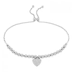 Sterling Silver Heart with CZ's Bolo Bracelet