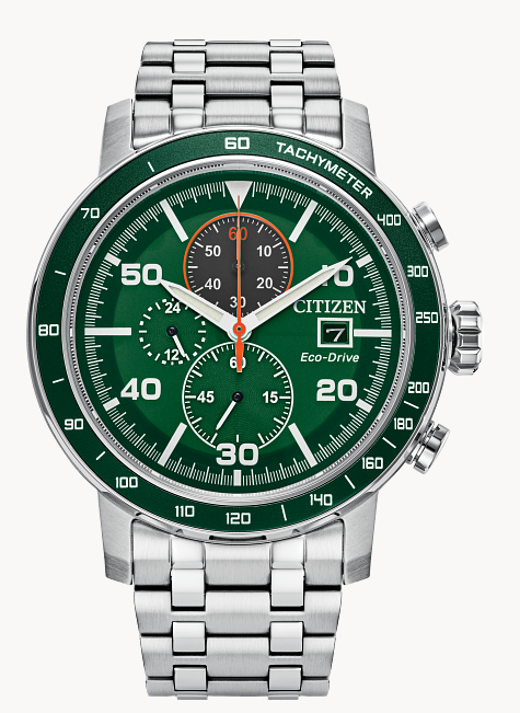 Brycen Stainless Steel Watch with Green Dial by Citizen