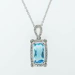 14K White Gold 2.34ct Blue Topaz & 0.255cttw Diamond Pendant 18"