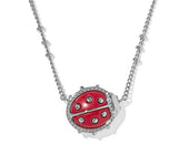 Ladybug Silver Red Vermillion Magnesite Short Pendant Necklace by Kendra Scott
