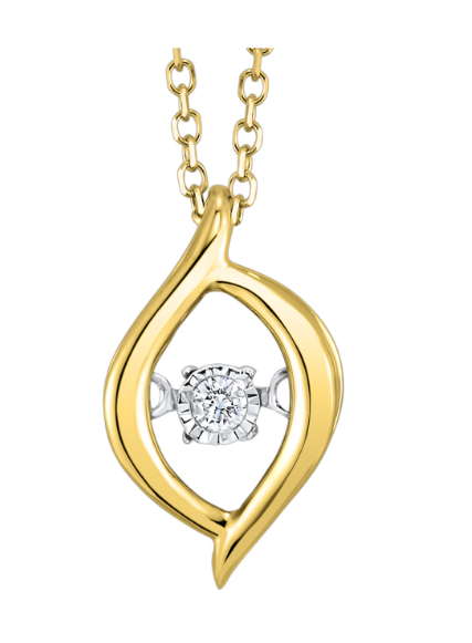 10K Yellow Gold 0.02ct Diamond Pendant Necklace