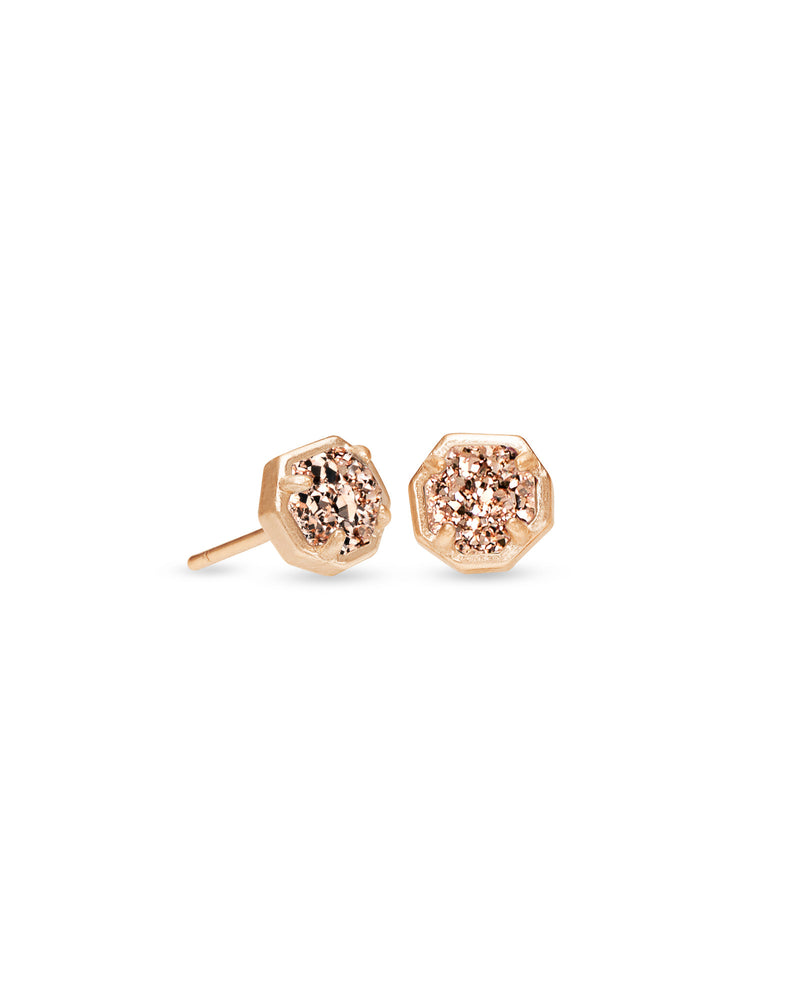 Nola Rose Gold Plated Stud Earrings In Rose Gold Drusy by Kendra Scott