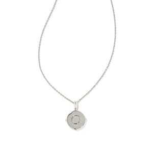 Letter O Silver Plated Disc Reversible Necklace in Iridescent Abalone by Kendra Scott
