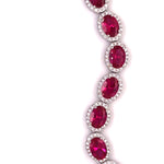 Sterling Silver Lab Ruby and CZ Bracelet