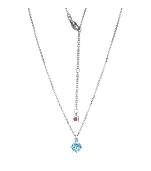 Sterling Silver Genuine Swiss Blue Topaz Birthstone Necklace by ELLE