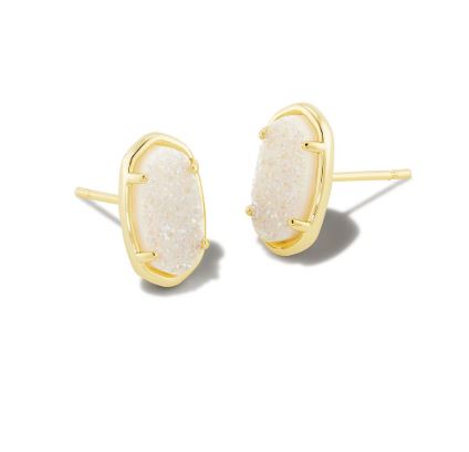 Grayson Gold Plated Iridescent Drusy Stone Stud Earrings by Kendra Scott