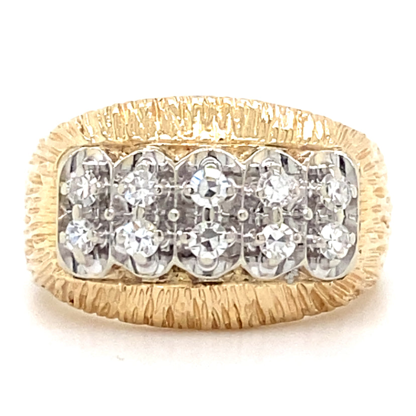 Estate Diamond Textured Ring