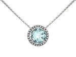 14K White Gold Aquamarine & Diamond Pendant