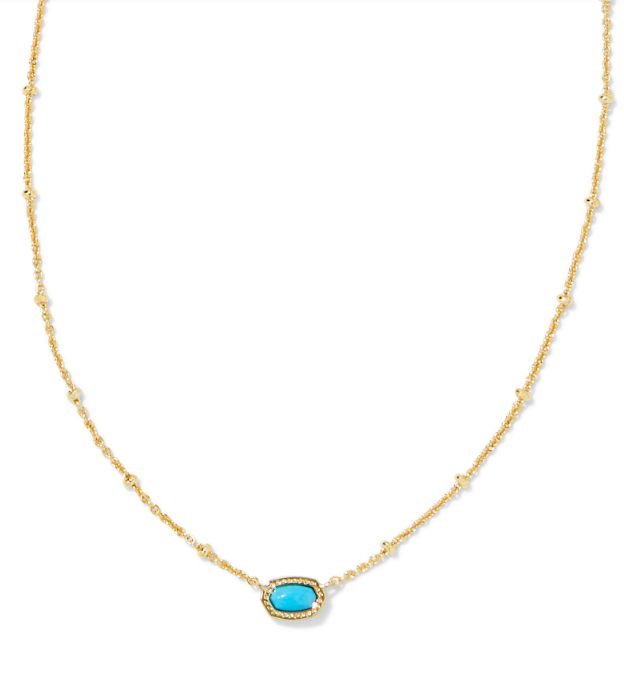 Mini Elisa Yellow Gold Plated Satellite Turquoise Magnesite Short Pendant Necklace by Kendra Scott