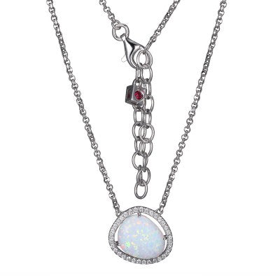 Sterling Silver Opal Necklace by ELLE