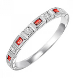 10K White Gold Ruby & Diamond Band